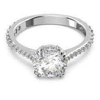 Anello cocktail Constella Taglio Princess, Pavé, Bianco, Placcato rodio