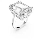 Anello cocktail Mesmera Cristallo taglio Octagon Bianco Placcato rodio - ANELLI