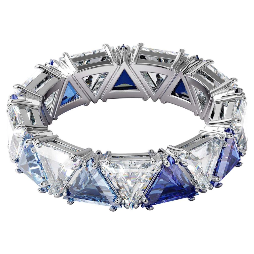 Anello cocktail Millenia Cristalli taglio Triangle, Blu, Placcato rodio
