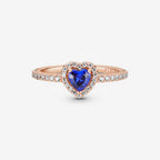 Anello Cuore in Rilievo Blu