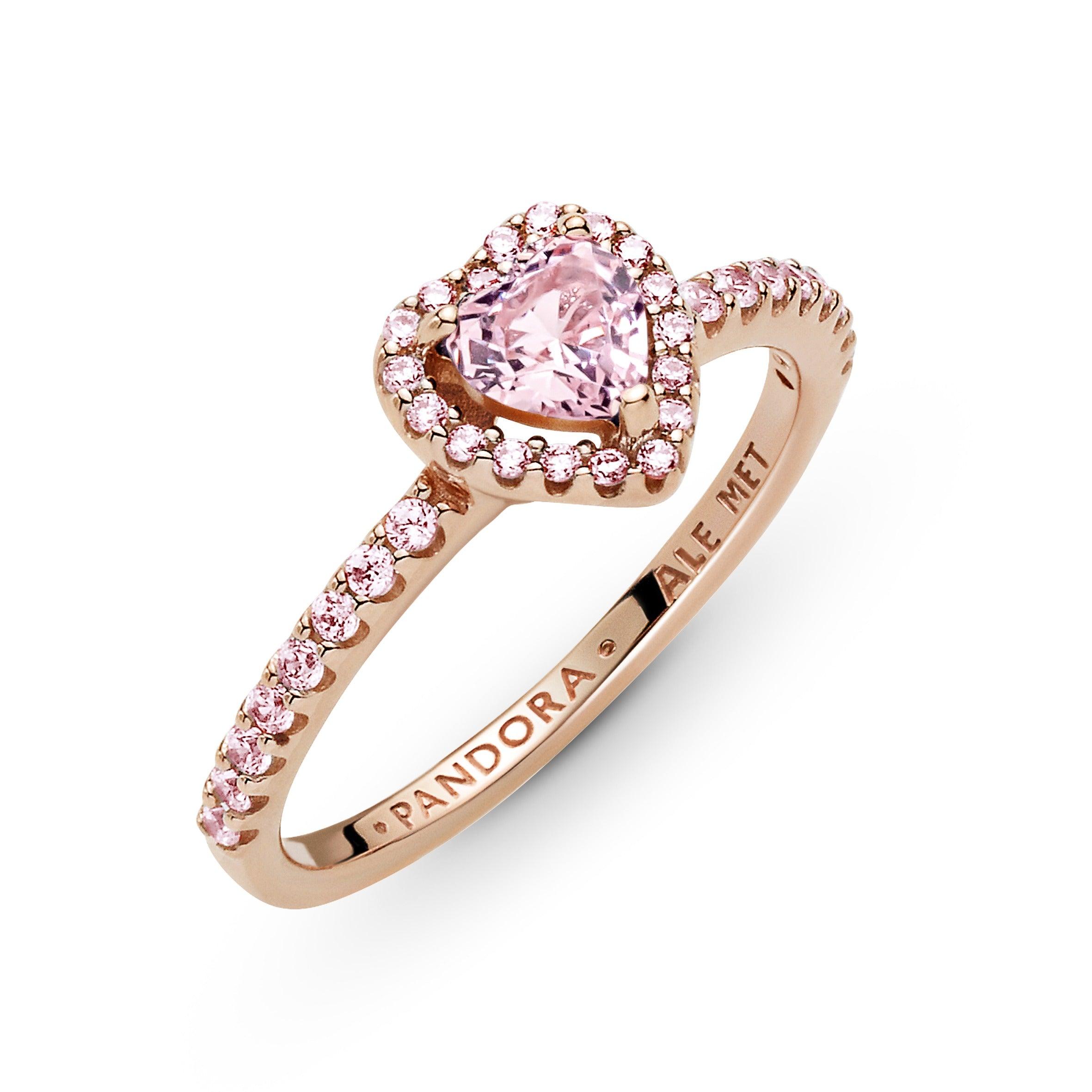Anello Cuore in Rilievo Rosa 60