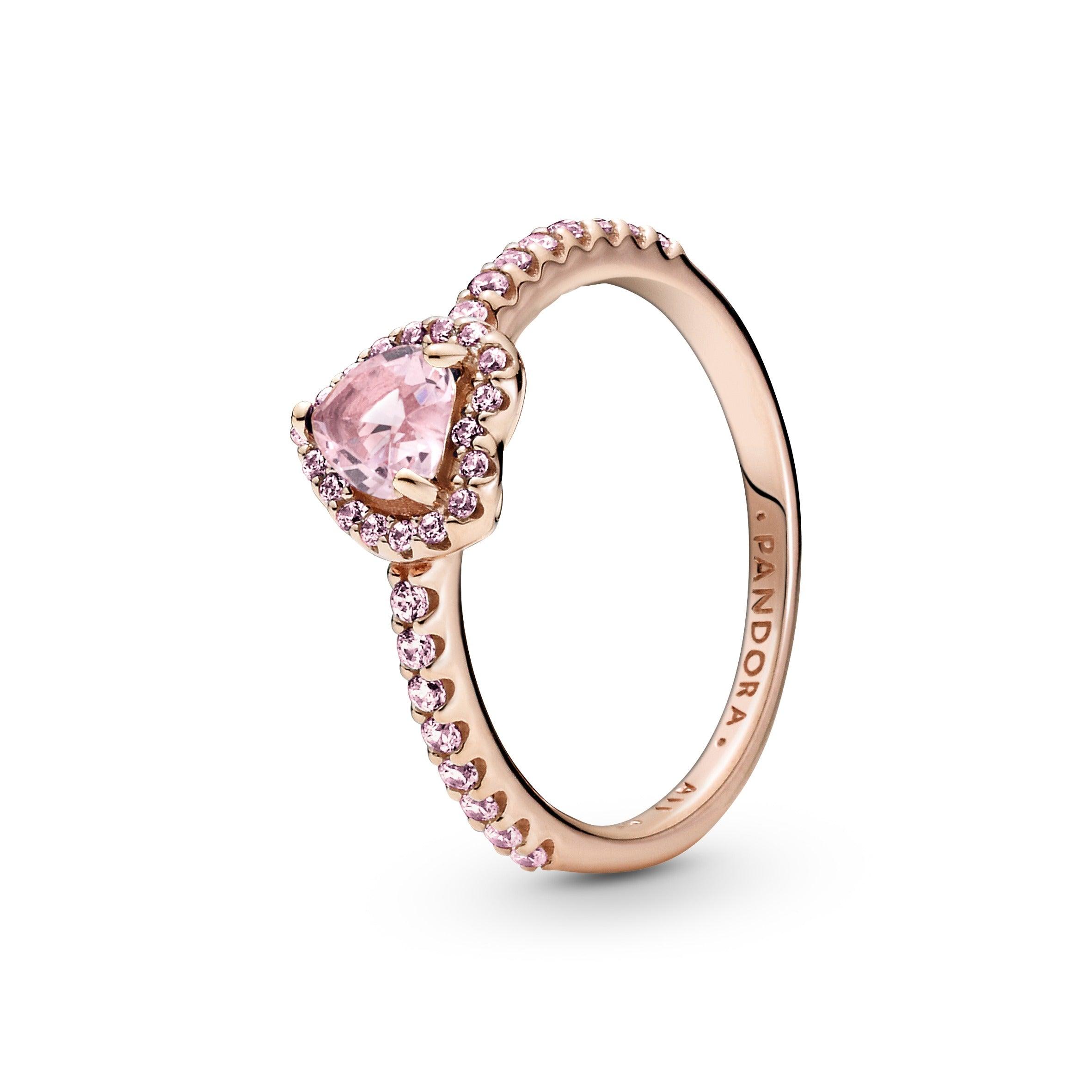 Anello Cuore in Rilievo Rosa