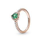 Anello Cuore in Rilievo Verde 60