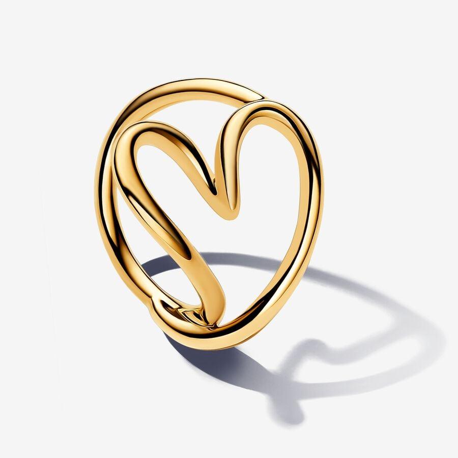 Anello Cuore Linea Sinuosa 60
