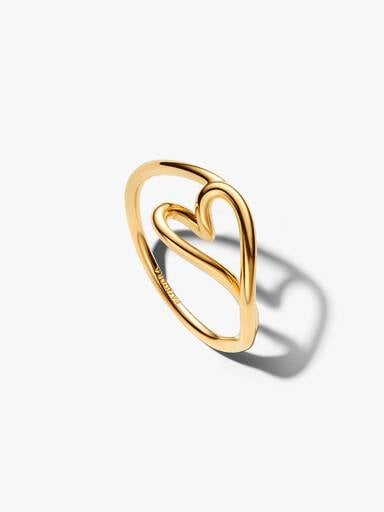 Anello Cuore Piccolo Linea Sinuosa Finitura in Oro - 48 - ANELLO