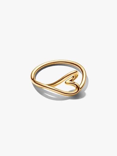Anello Cuore Piccolo Linea Sinuosa Finitura in Oro - ANELLO