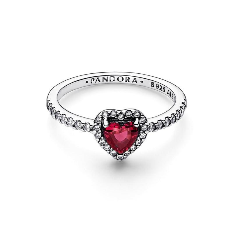 Anello Cuore Rosso e Pavè
