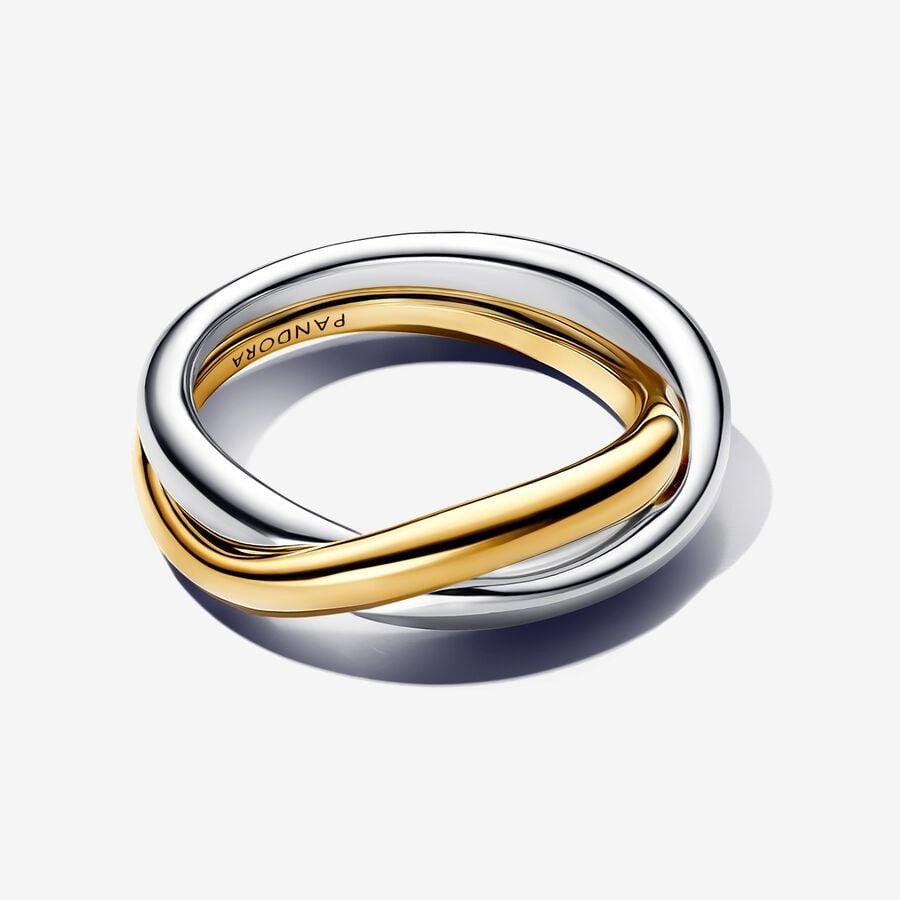Anello Fascia Intrecciata Bicolore