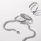 Anello Intreccio con Perle d’Acqua Dolce Coltivate e Pavè