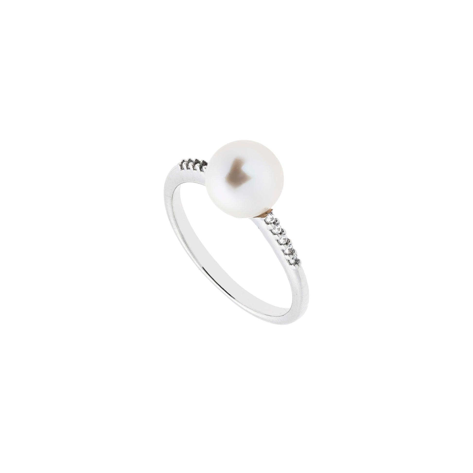 Anello Perla e Zirconi