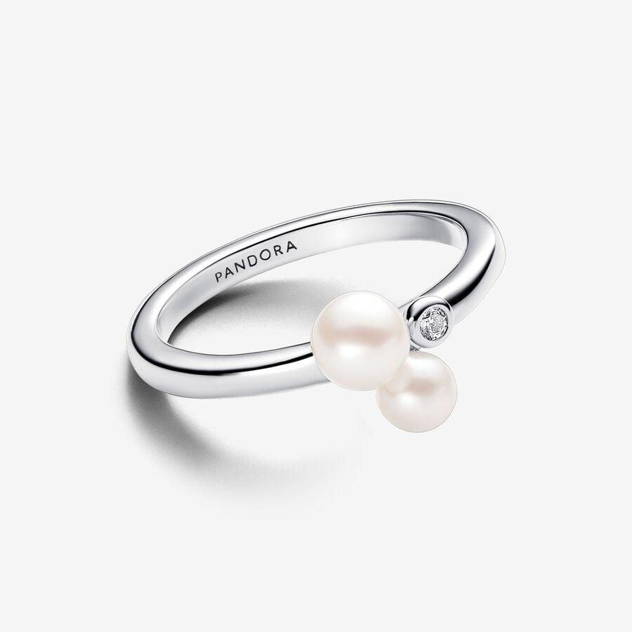 Anello Perle d'Acqua Dolce Coltivate e Punto Luce