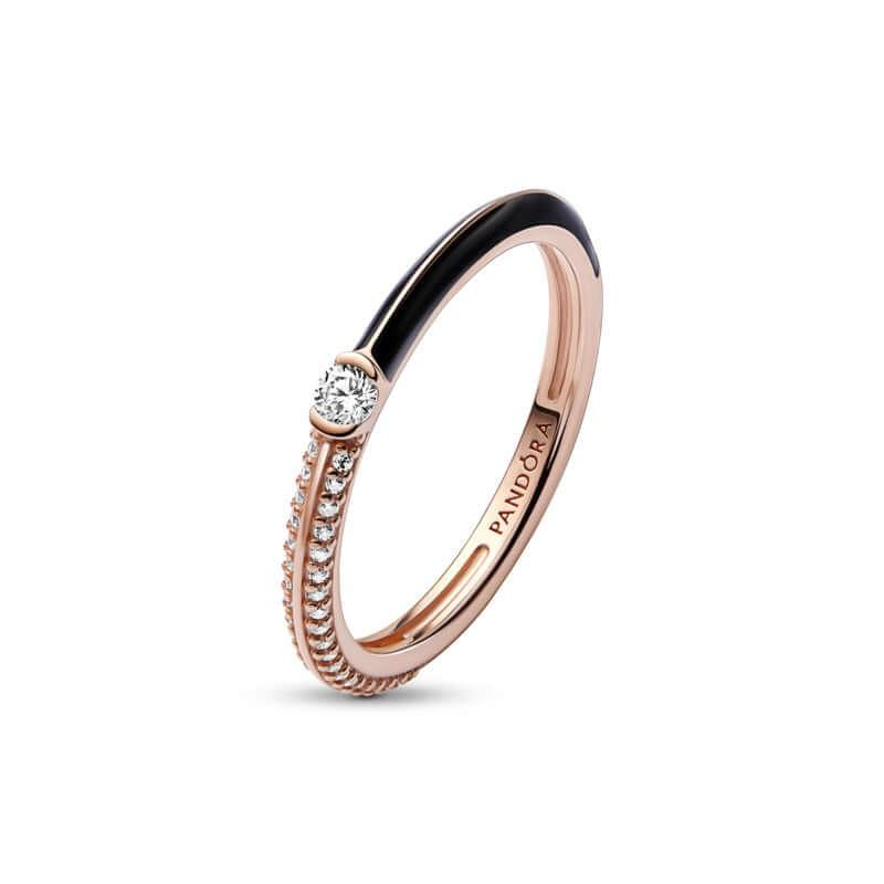 Anello Pietre Luminose & Smalto Nero Pandora ME