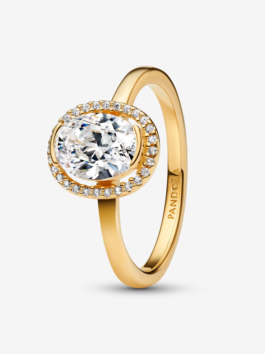 Anello Punto Luce Ovale Placcatura in Oro 14k - 48 - ANELLI