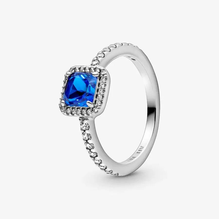 Anello Punto Luce Quadrato Blu 64