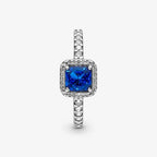 Anello Punto Luce Quadrato Blu