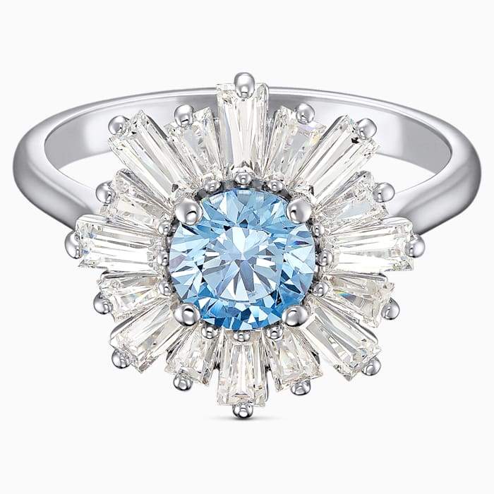 ANELLO SUNSHINE, AZZURRO, PLACCATO RODIO