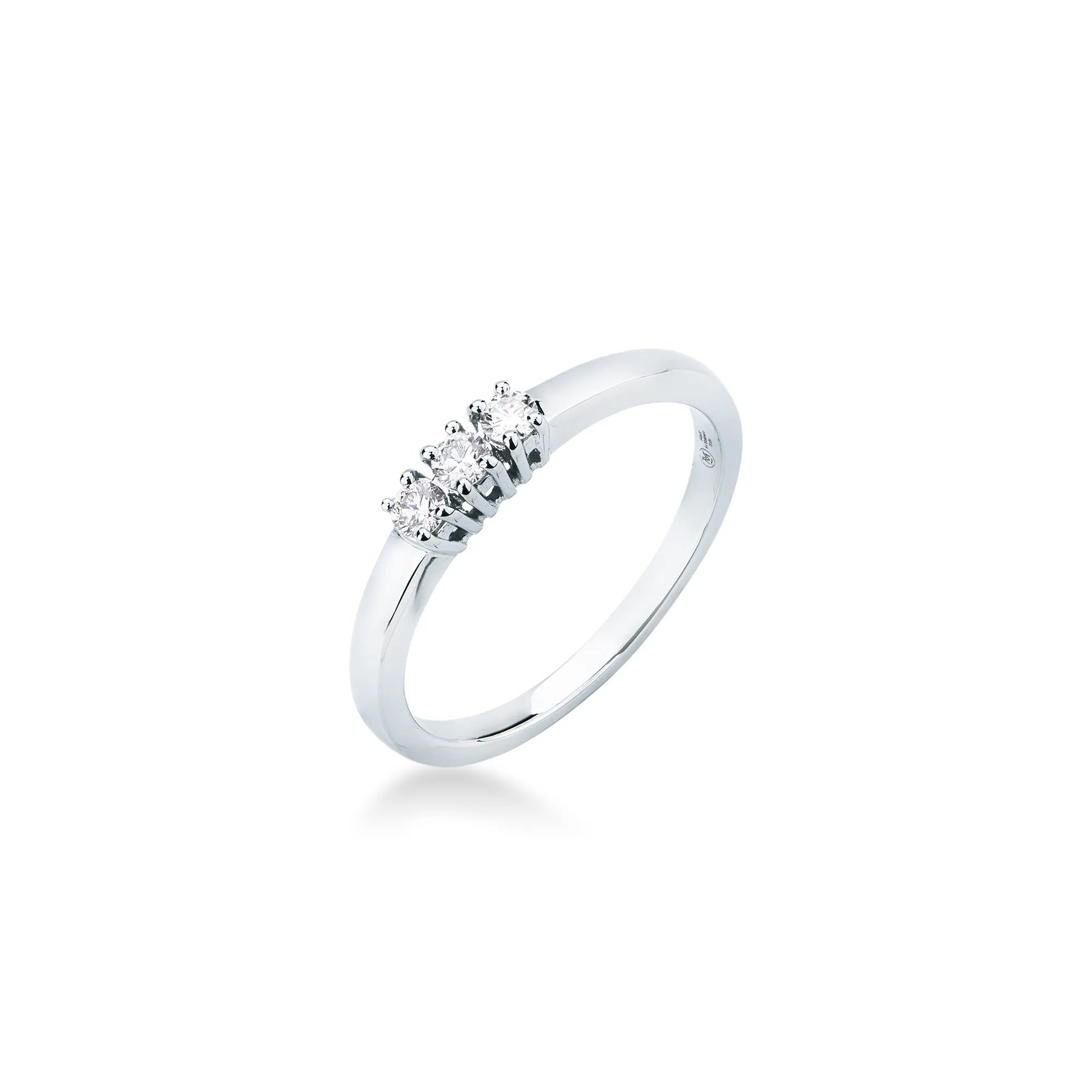 Anello Trilogy 3 Diamanti in Oro Bianco ct. 0.15 - 12 - ANELLI