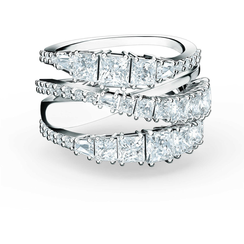 Anello Twist Wrap bianco, placcato rodio