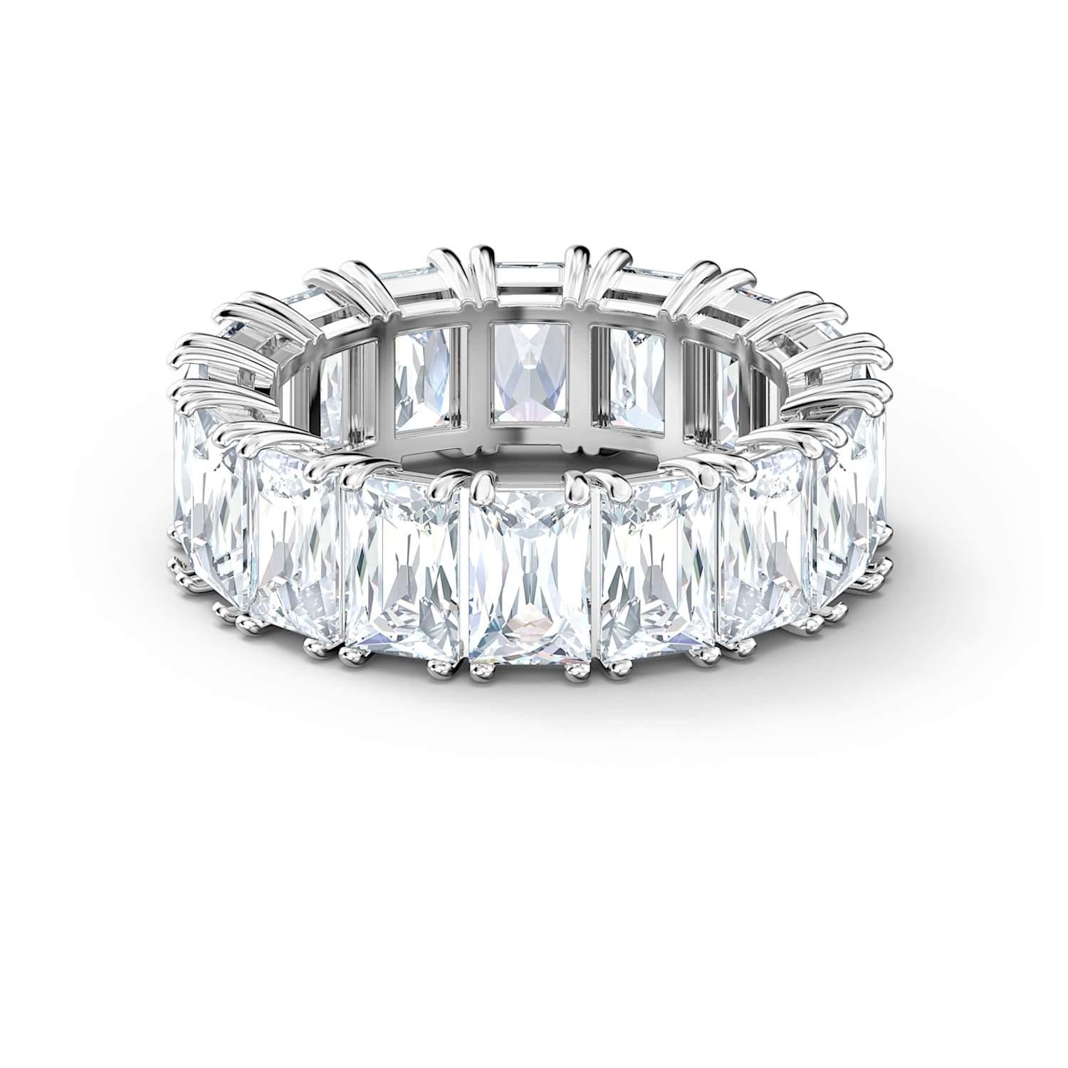 Anello Vittore Wide bianco, placcato rodio 55