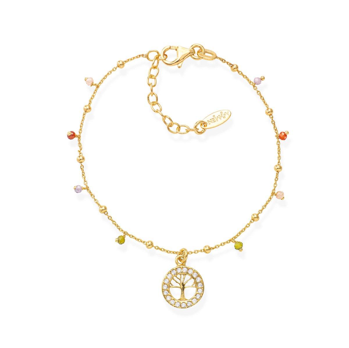 Bracciale Albero della Vita e Cristalli Multicolor
