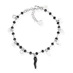 Bracciale Cornetto Nero Cristalli e Cuori