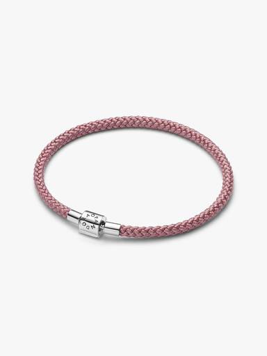 Bracciale in Corda Rosa con Chiusura a Barile Argento Sterling 925 - S1 - BRACCIALE