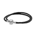Bracciale in Pelle Nero Doppio 47 cm