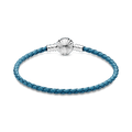 Bracciale in pelle turchese con chiusura a conchiglia 20.5 cm