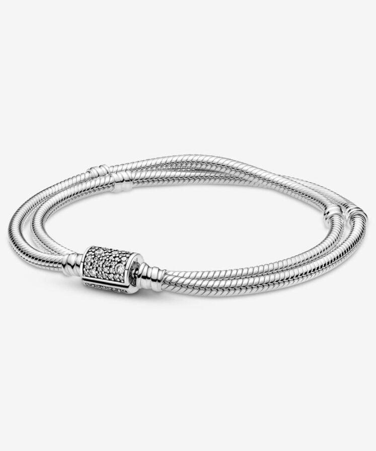 Bracciale Pandora Doppio con Chiusura Pavè 23 cm