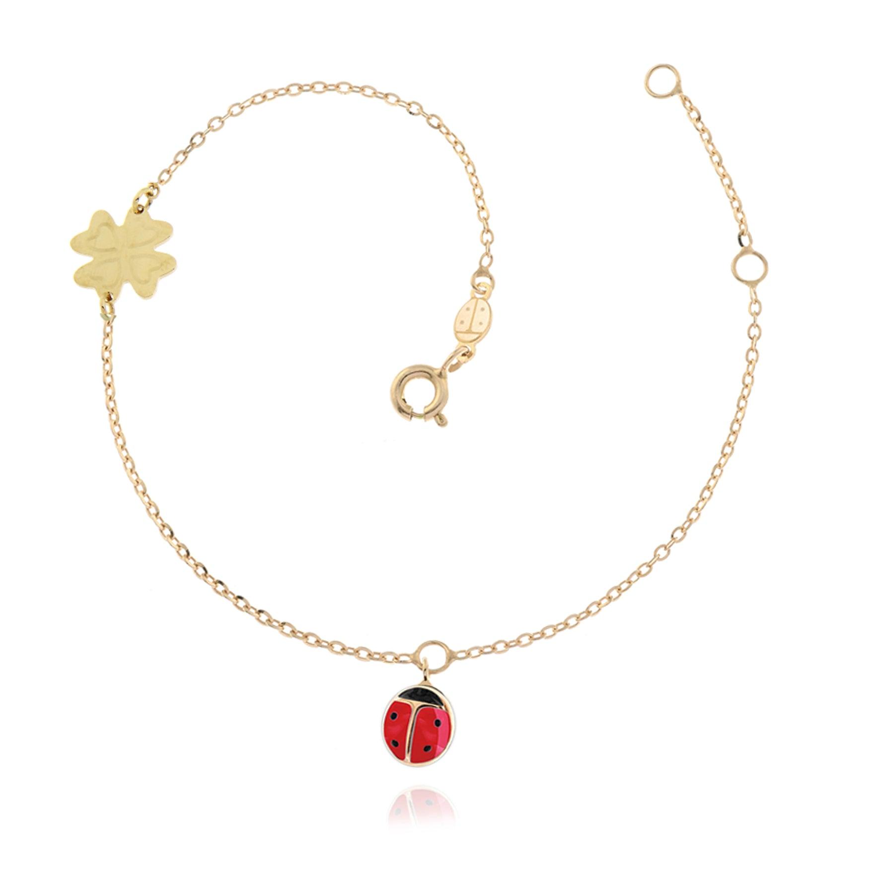 Bracciale Quadrifoglio e Coccinella