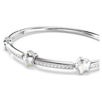 Bracciale rigido Chroma Taglio misto, Stella, Bianco, Placcato rodio