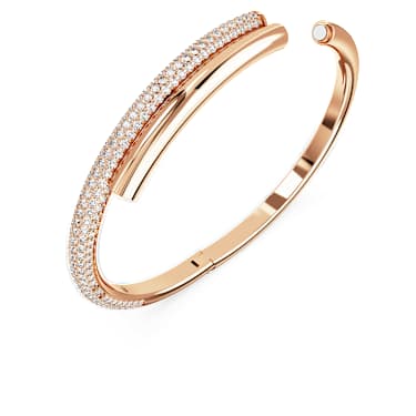 Bracciale rigido Dextera SWAROVSKI Chiusura magnetica Bianco Placcato color oro rosa L - BRACCIALE