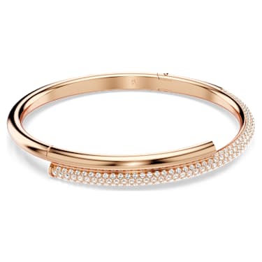 Bracciale rigido Dextera SWAROVSKI Chiusura magnetica Bianco Placcato color oro rosa M - BRACCIALE