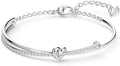 Bracciale rigido Lifelong Heart bianco, placcato rodio