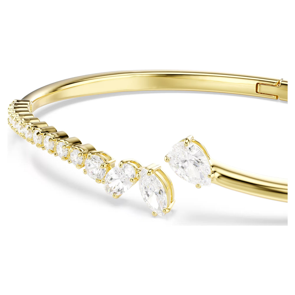 Bracciale rigido Mesmera Taglio misto, Bianco, Finitura oro 18K