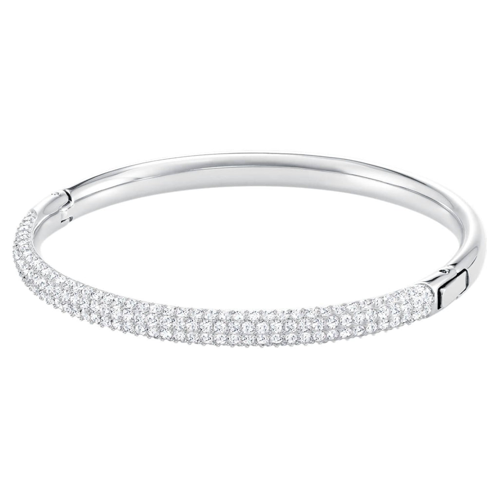 Bracciale rigido Stone Pavé, Bianco, Acciaio inossidabile