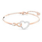 Bracciale rigido Swarovski Infinity Infinito e cuore, Bianco, Finitura in mix di placcature