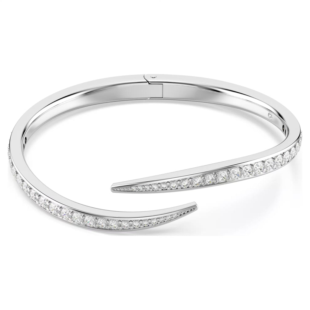 Bracciale rigido Vienna Taglio Round, Cigno, Bianco, Placcato rodio