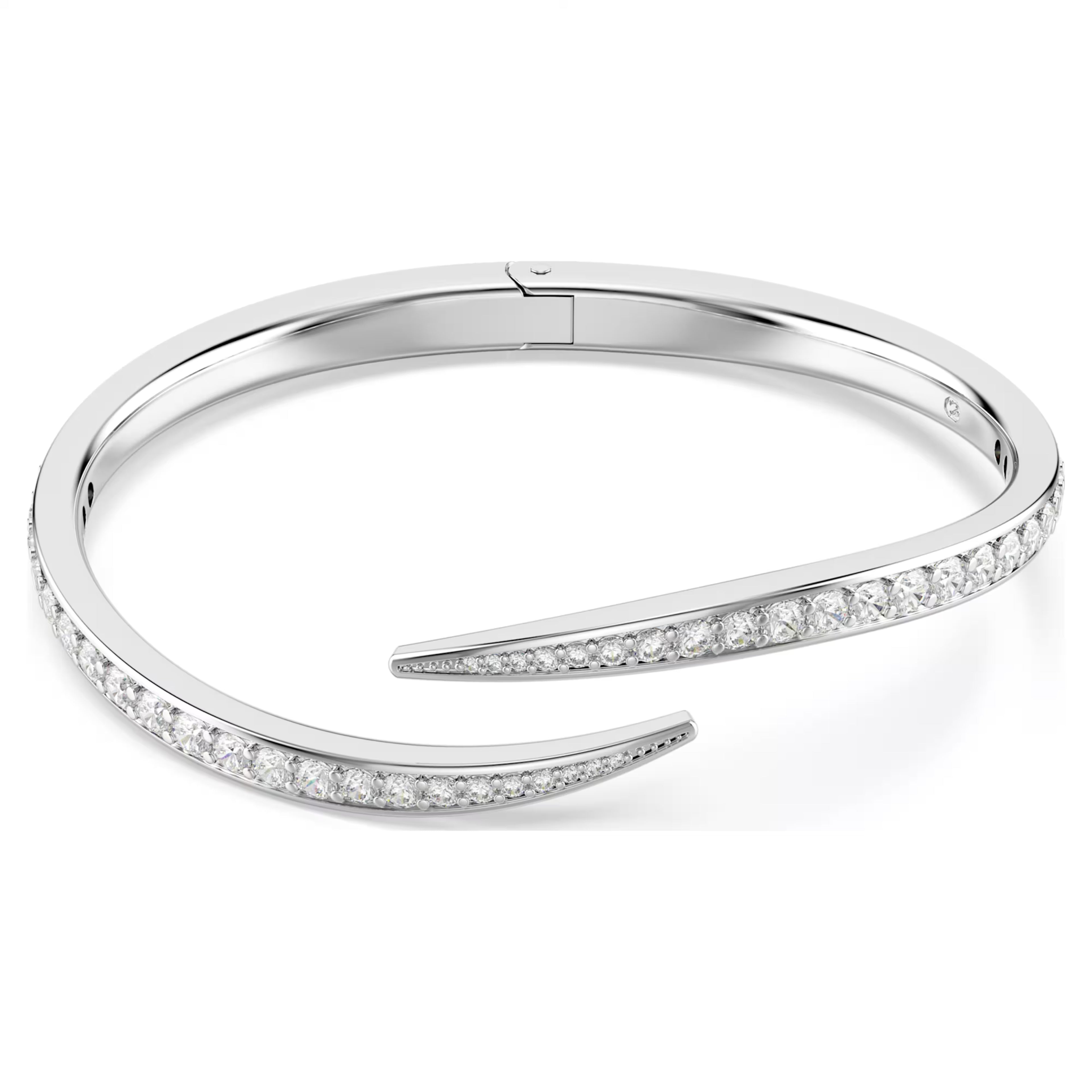 Bracciale rigido Vienna Taglio Round, Cigno, Bianco, Placcato rodio