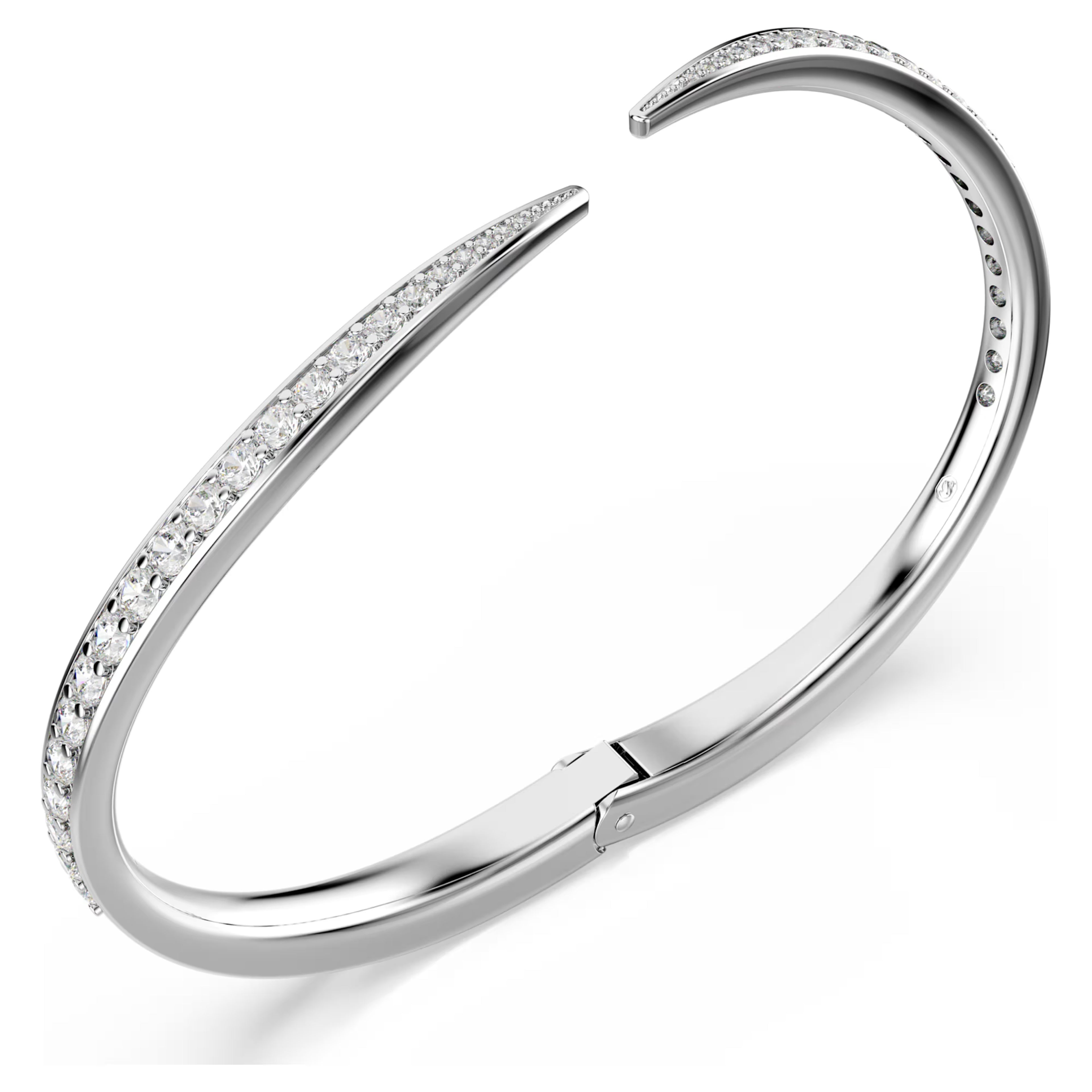 Bracciale rigido Vienna Taglio Round, Cigno, Bianco, Placcato rodio
