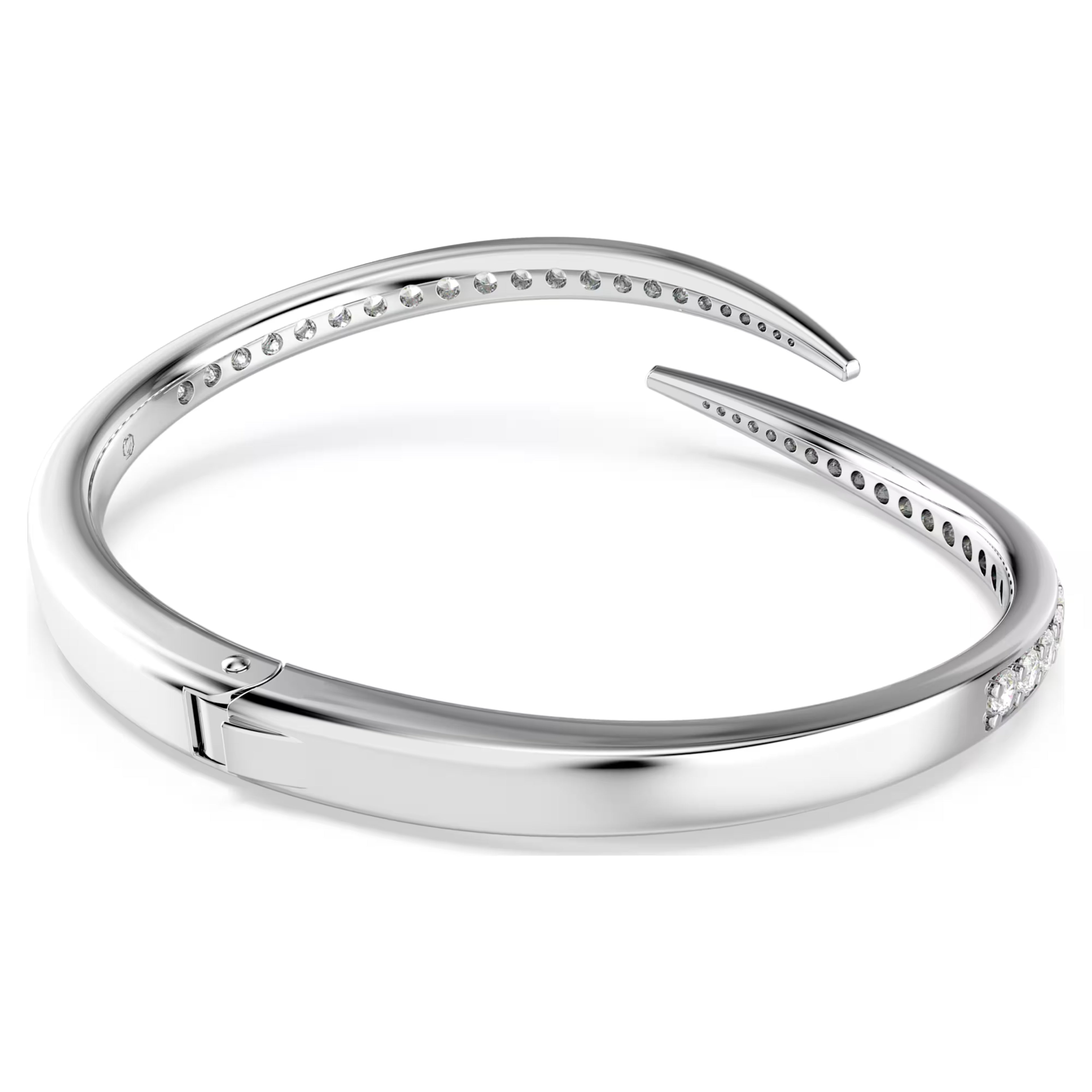Bracciale rigido Vienna Taglio Round, Cigno, Bianco, Placcato rodio