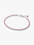Bracciale Tennis con Pietre Rosa Piccole Argento Sterling 925 - 16 - BRACCIALE