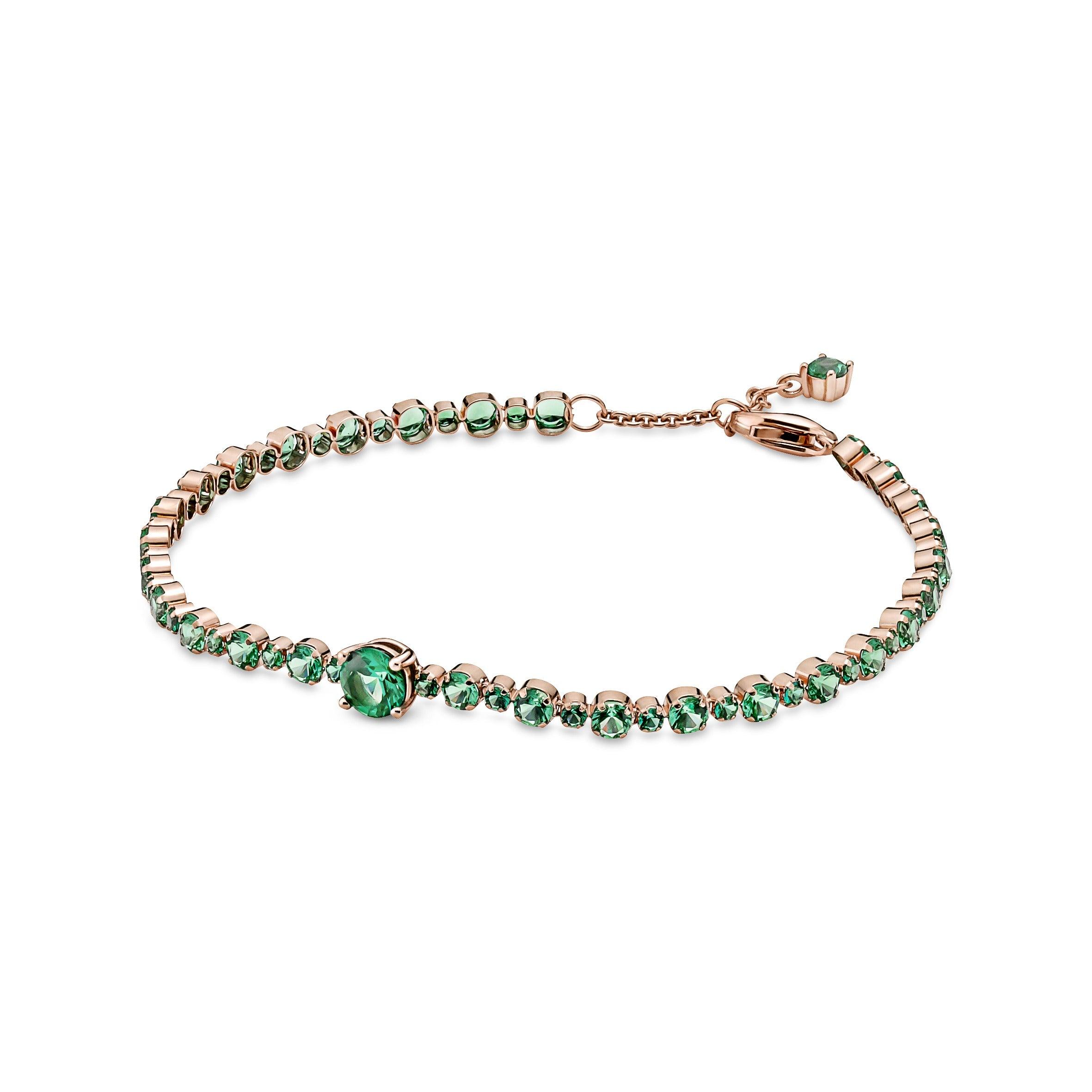 Bracciale Tennis con Pietre Verdi 20 cm
