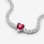 Bracciale Tennis Cuore Rosso Scintillante