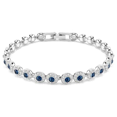 Bracciale Tennis Una Angelic Taglio Round Blu Placcato rodio - BRACCIALE