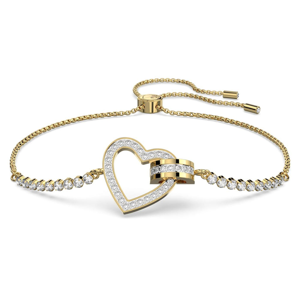 Braccialetto Lovely Cuore, Bianco, Placcato color oro