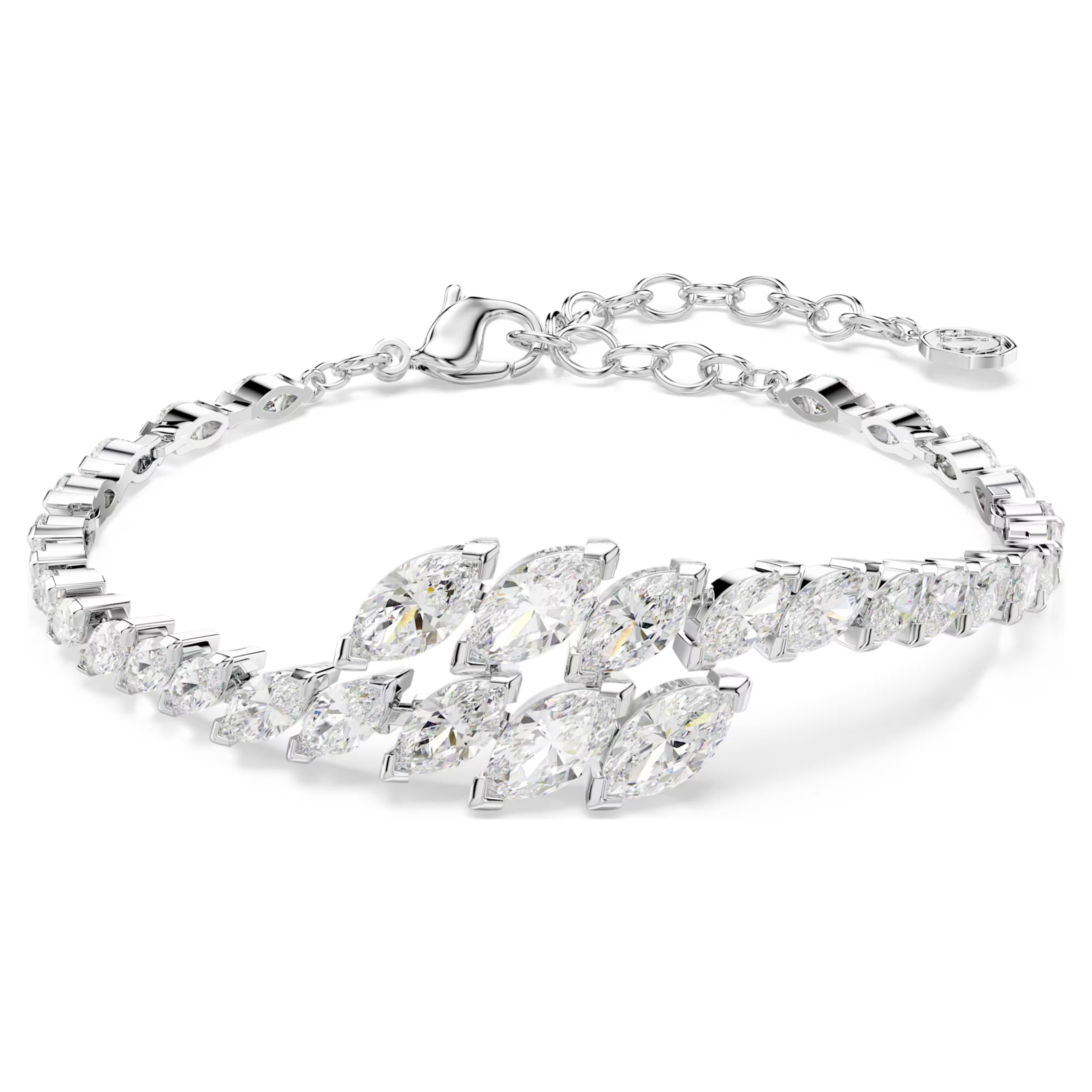Braccialetto Mesmera Taglio Marquise, Bianco, Placcato rodio