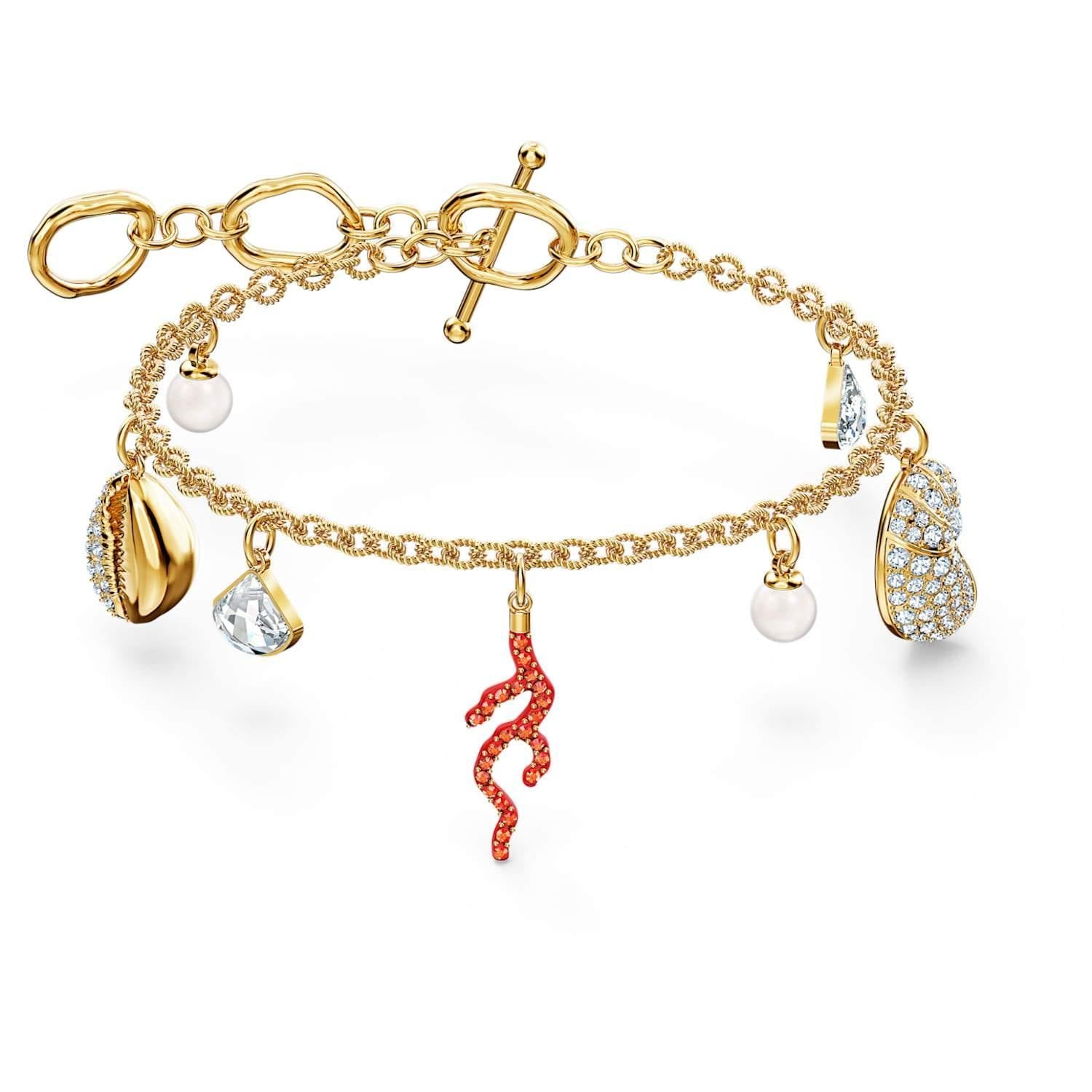 Braccialetto Shell Coral rosso, placcato color orO