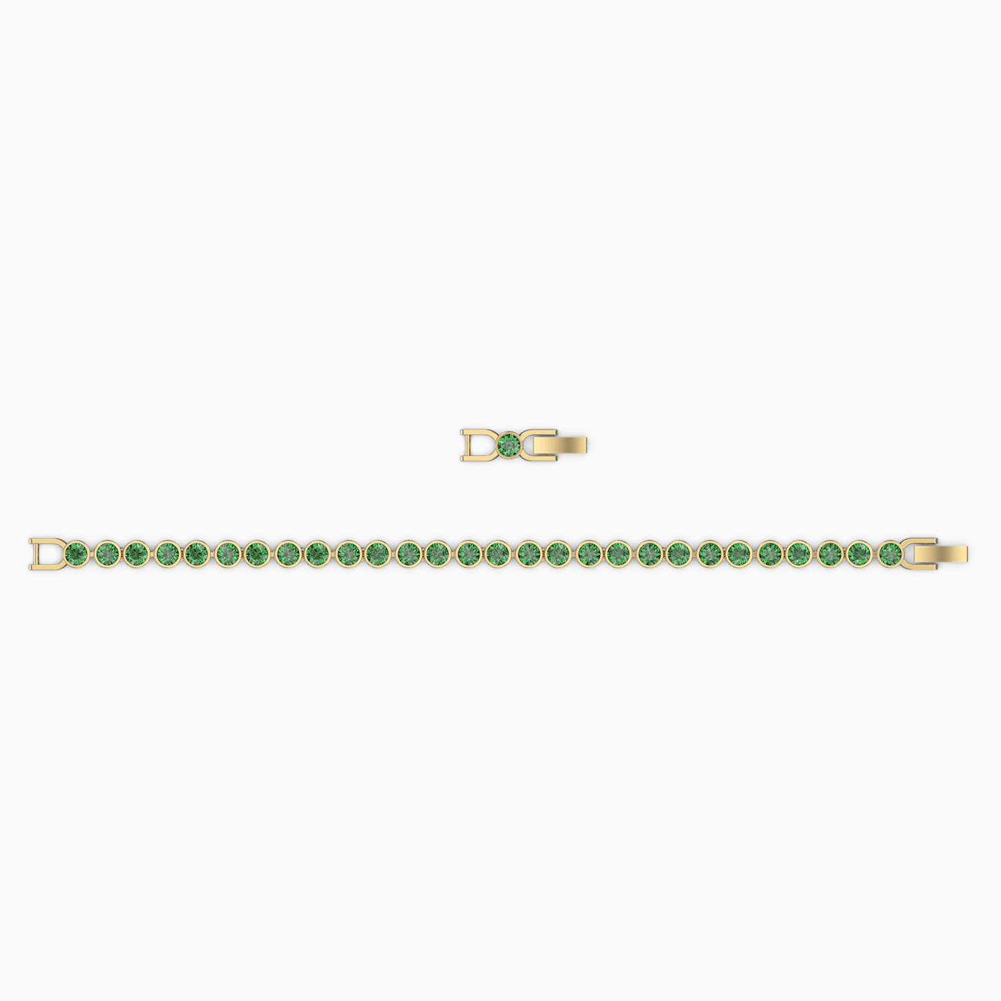 BRACCIALETTO TENNIS, VERDE, PLACCATO COLOR ORO
