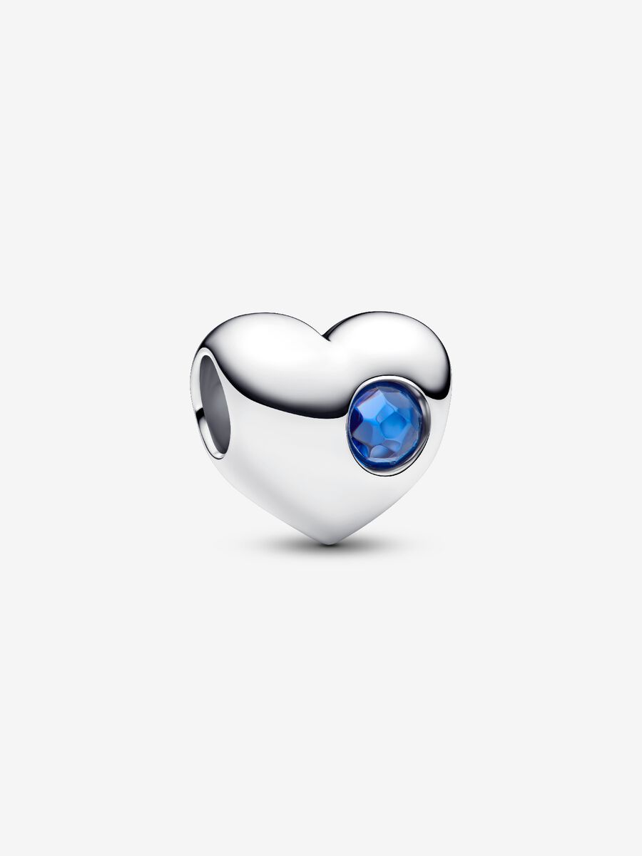 Charm Cuore con Pietra Blu Settembre da Incidere Argento Sterling 925 - CHARM